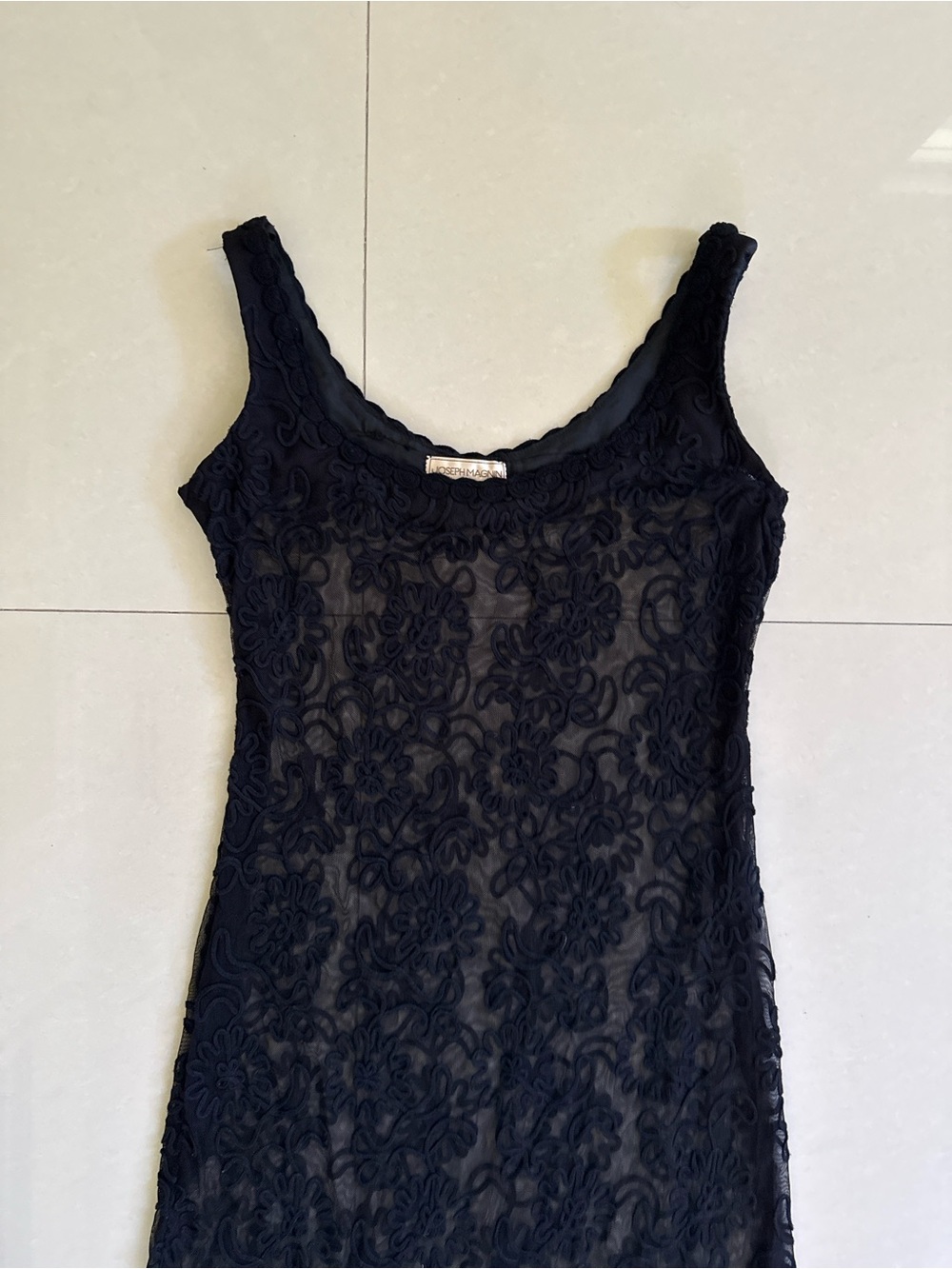 Joseph Magnin Black Lace Maxi Dress